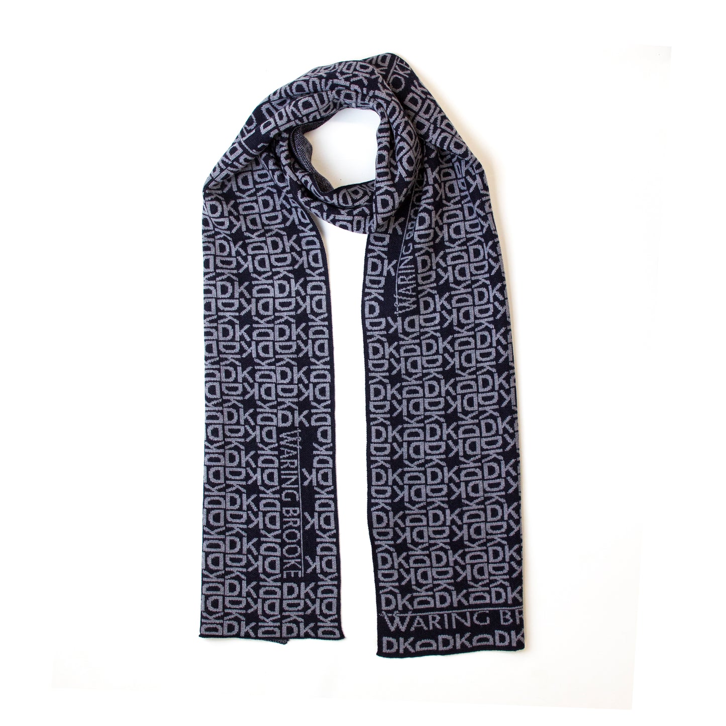 Personalised Monogram Pattern Scarf Navy/Grey
