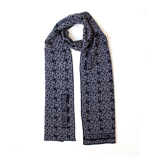 Personalised Monogram Pattern Scarf Navy/Grey