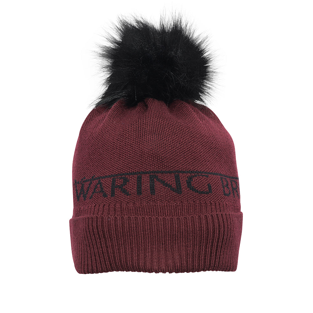Signature Merino Bobble Hat Burgundy/Black