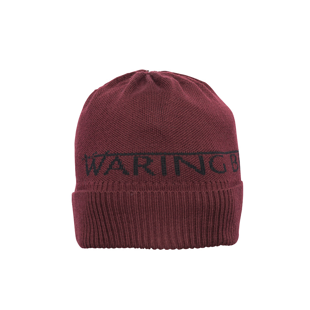 Signature Merino Beanie Hat Burgundy/Black