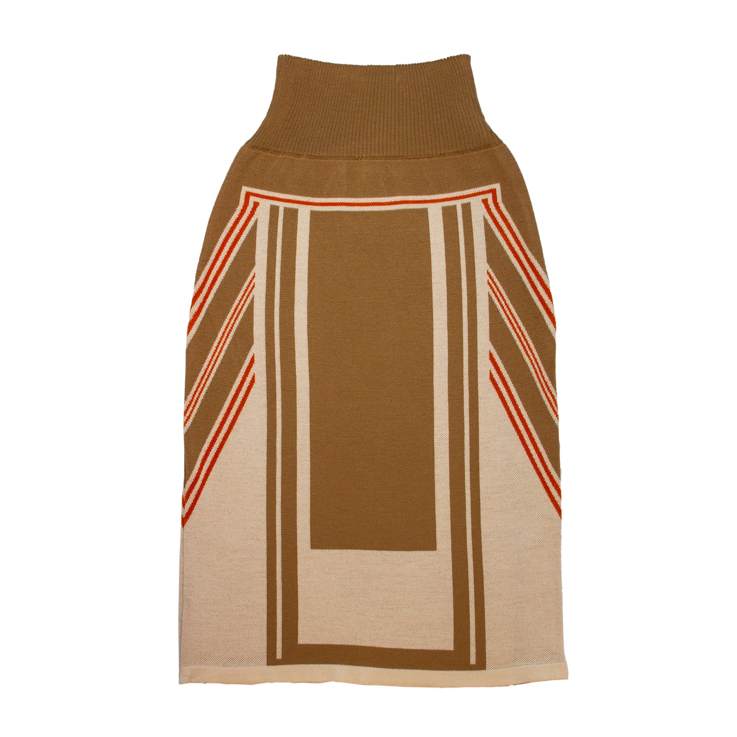 Eclipse Longer Length Pencil Skirt Taupe/Tan/Orange