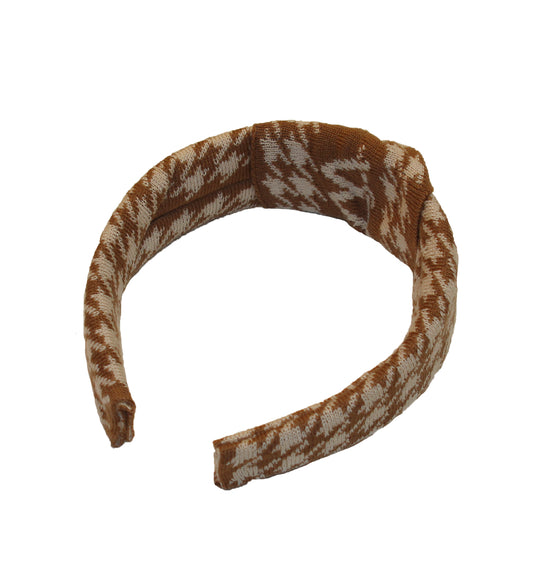 Houndstooth Hairband Tan/Taupe
