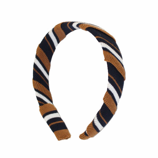 Navy/Tan Candy Stripe Hairband