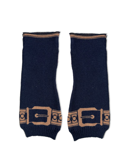 Snaffle Short Handwarmers Navy/Tan