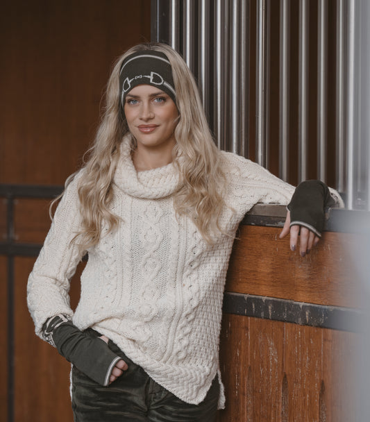 Snaffle Headband / Snood Navy/Tan