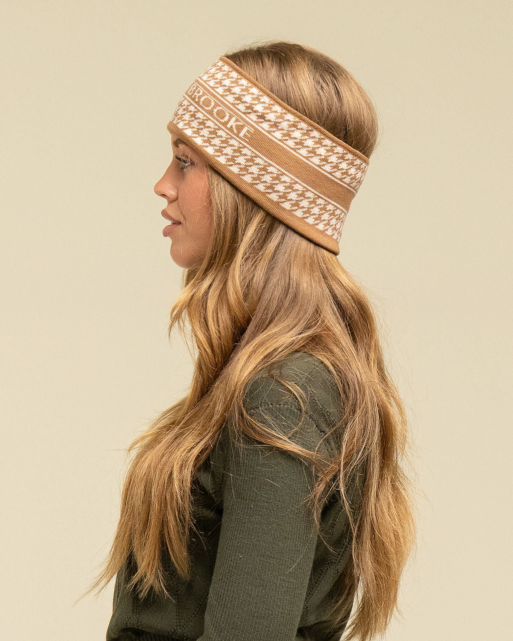 NEW IN: Signature Houndstooth Headband - Tan/Taupe
