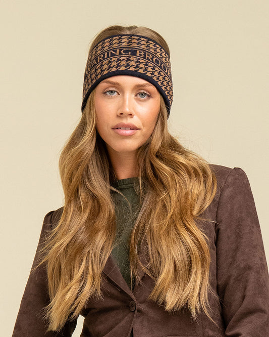 COMING SOON: Signature Houndstooth Headband - Navy/Tan