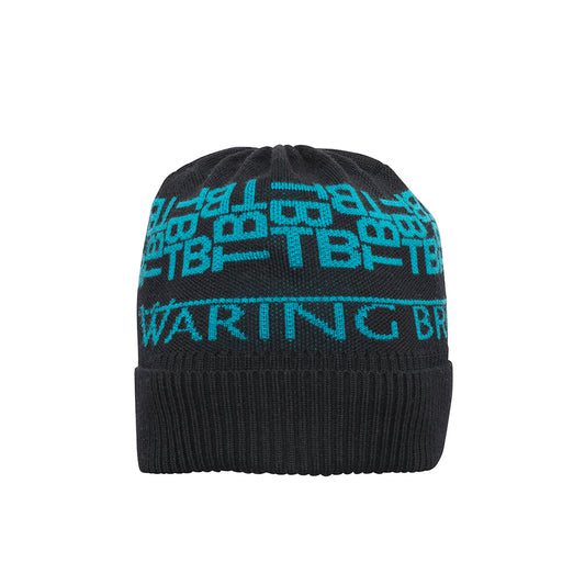 Ski-Style  Monogram Pattern Hat Black/Teal
