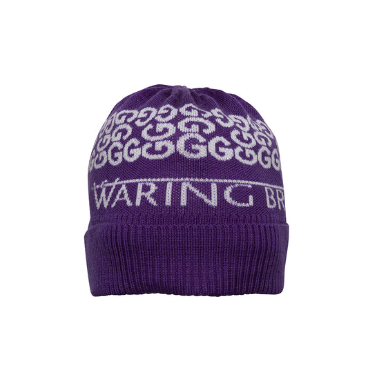 Ski-Style  Monogram Pattern Hat Purple/White