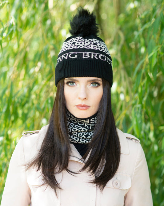 Personalised Bobble Hat Navy/Tan