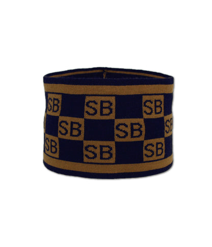 Waring Brooke Squared Monogram Headband Navy/Tan