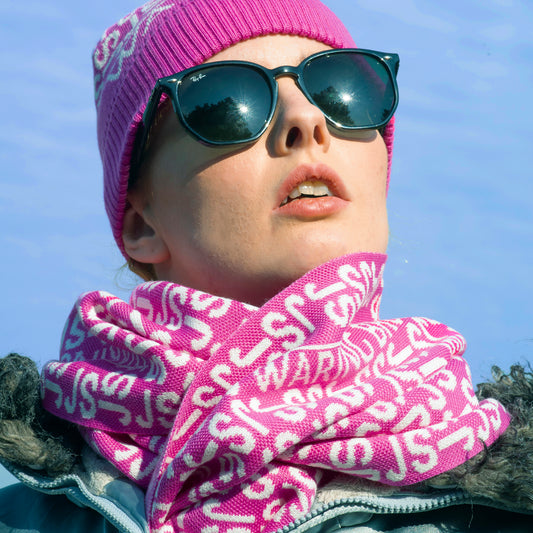 Ski-Style  Monogram Pattern Scarf Baby Blue/White