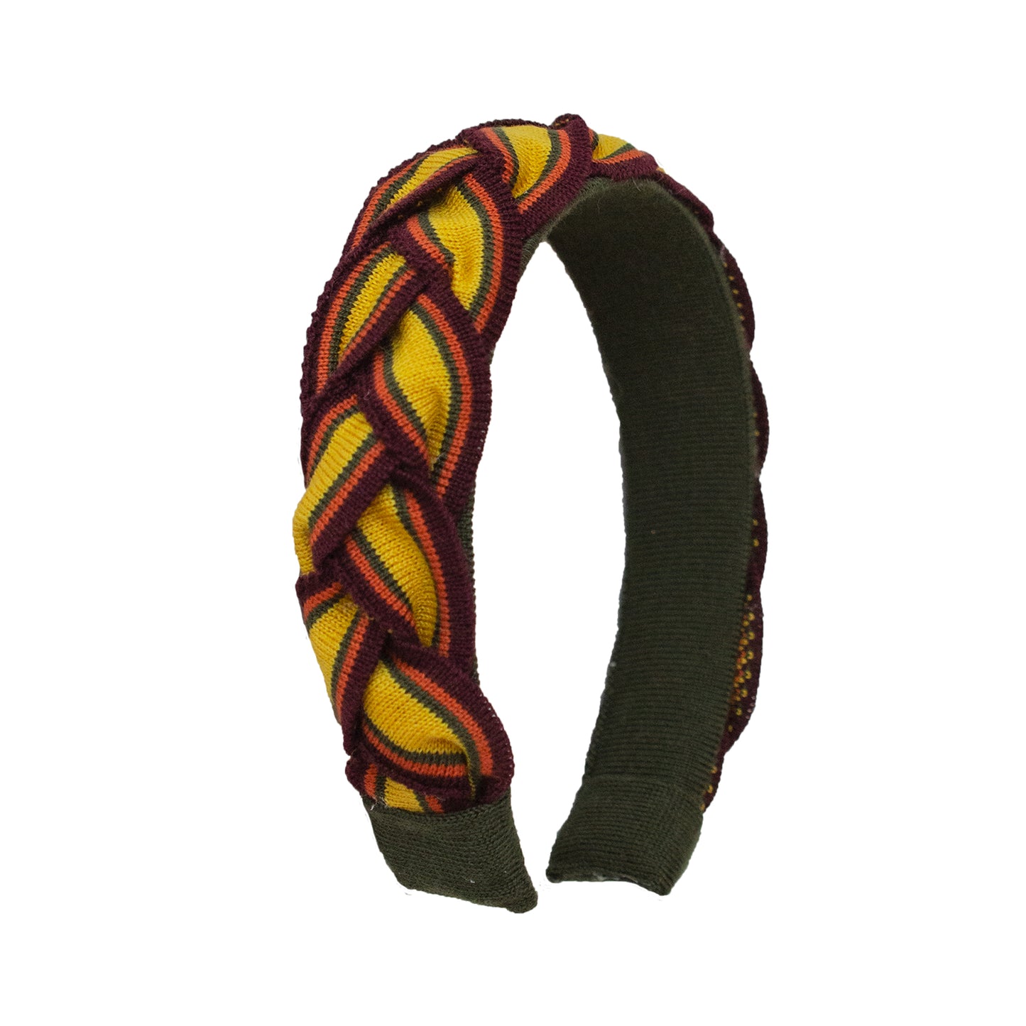 SUNSET Plait Hairband Mustard/Olive