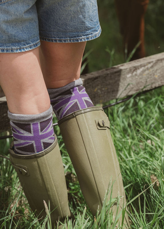 NEW IN: Union Jack Flag Personalised Boot Sock Purple