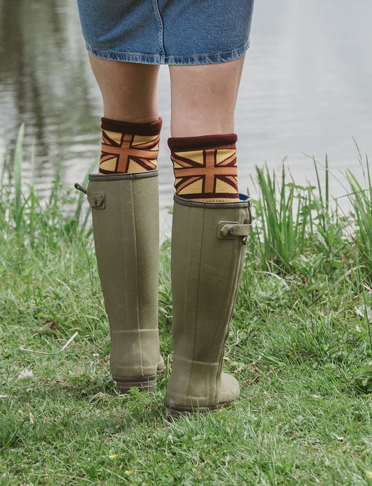 NEW IN: Union Jack Flag Personalised Boot Sock Plum