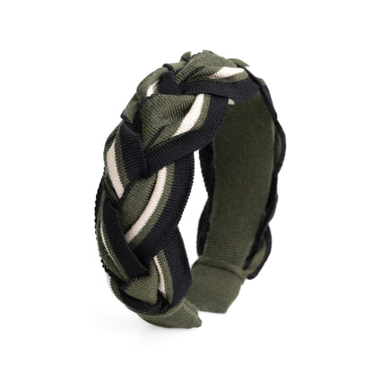 NEW IN: Amelia Plait Hairband-Olive/Black