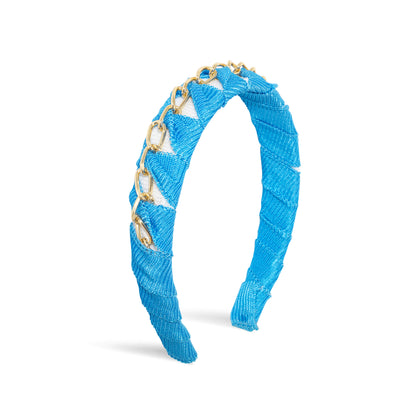 OUTLET: Twisted Chain Hairband Sky Blue/White