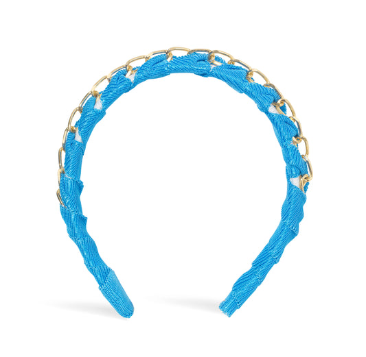 Twisted Chain Hairband Sea Blue/White