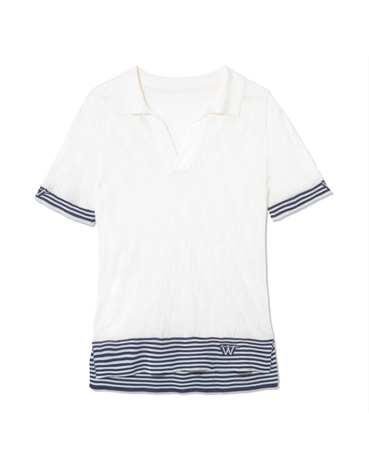 Diamond Polo Tee White