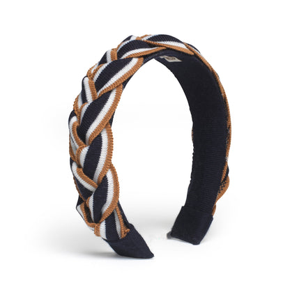 Navy Tri-colour Plait Hairband
