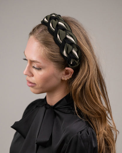 NEW IN: Amelia Plait Hairband-Olive/Black