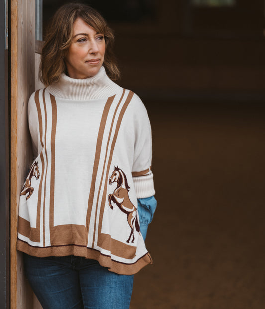 Signature Stallion Poncho Taupe/Tan