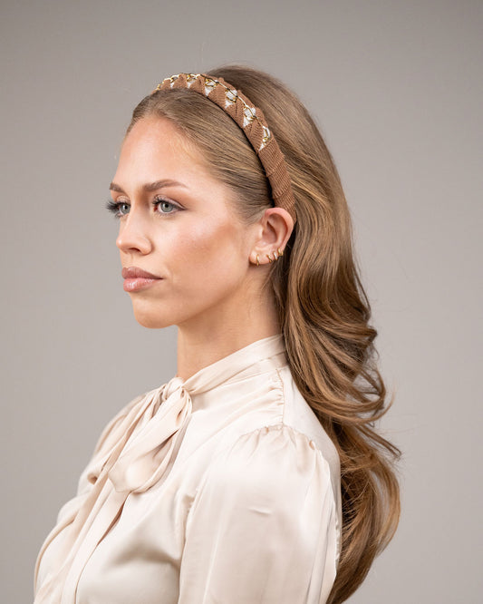 Twisted Chain Hairband Tan/White