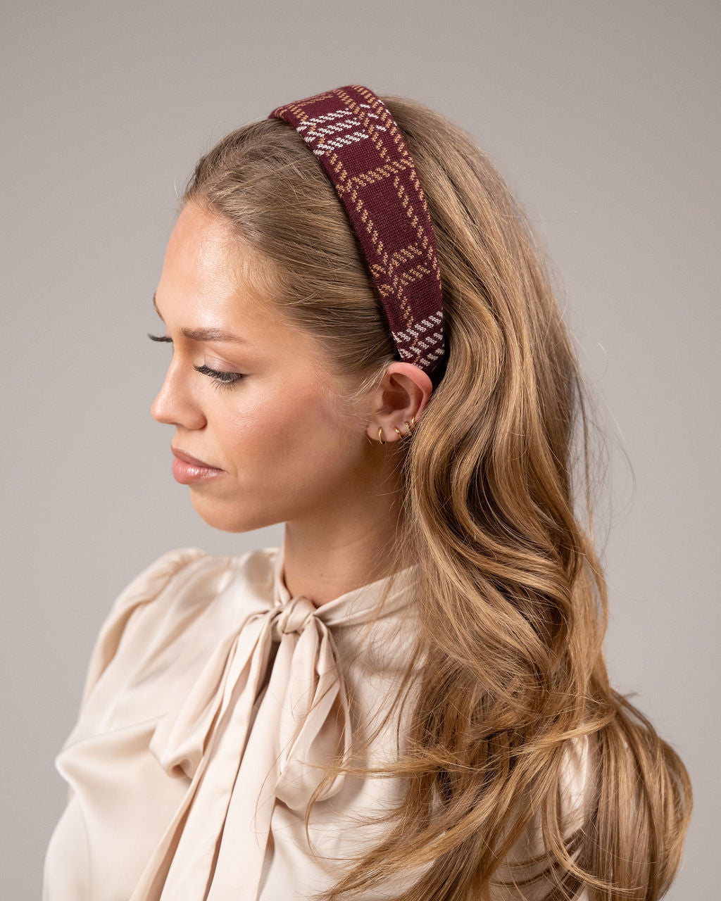 Highland Tartan Hairband Burgundy