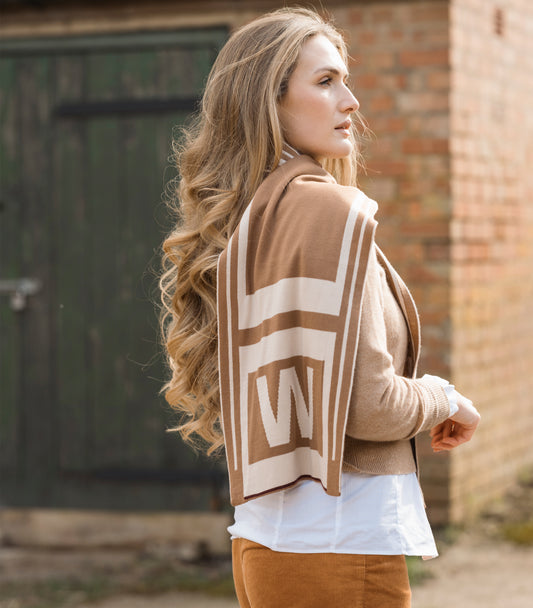 Personalised Stallion Monogram Scarf Navy/Tan