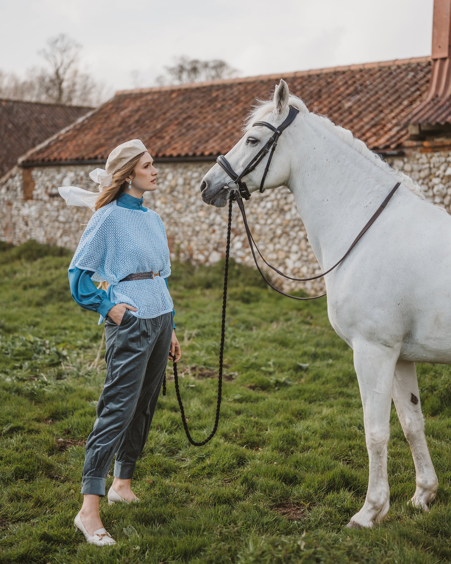 Nottingham Lace Poncho Blue