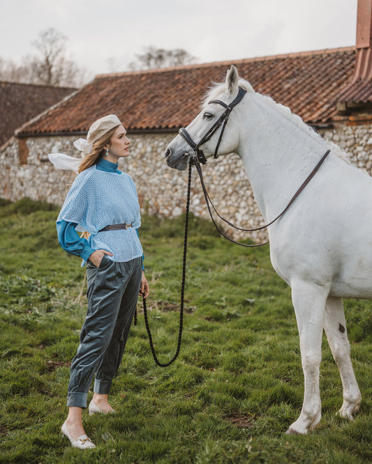 Nottingham Lace Poncho Blue