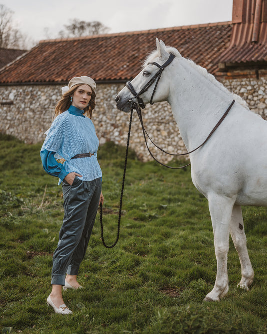 Nottingham Lace Poncho Navy