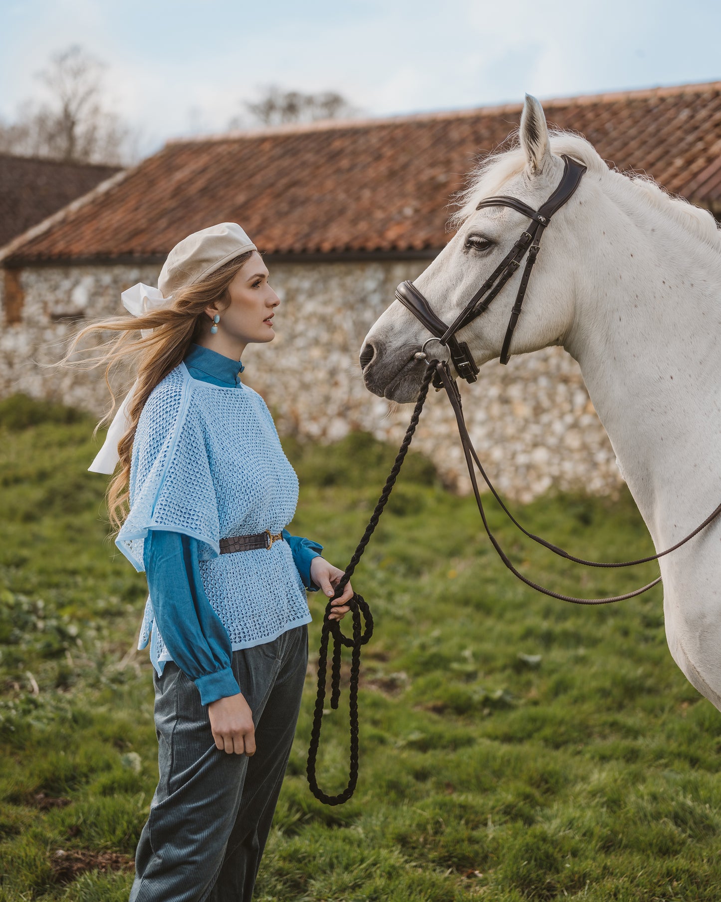Nottingham Lace Poncho Blue