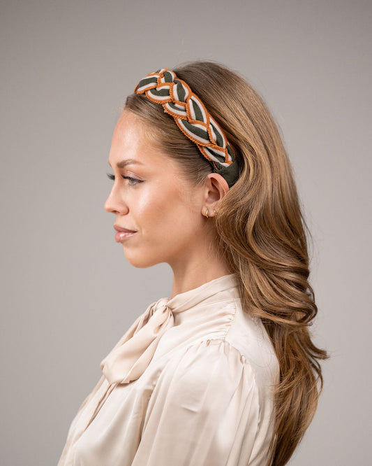 Olive Tri-colour Plait Hairband