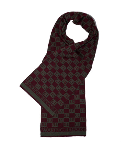 Waring Brooke Squared Monogram Scarf Plum/Olive