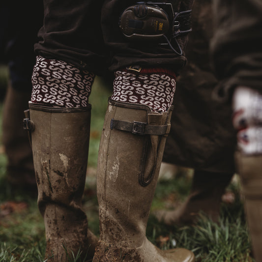 Personalised Monogrammed Boot Socks Plum Taupe