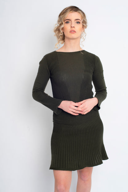 OUTLET: Fit and Flare Dress Green