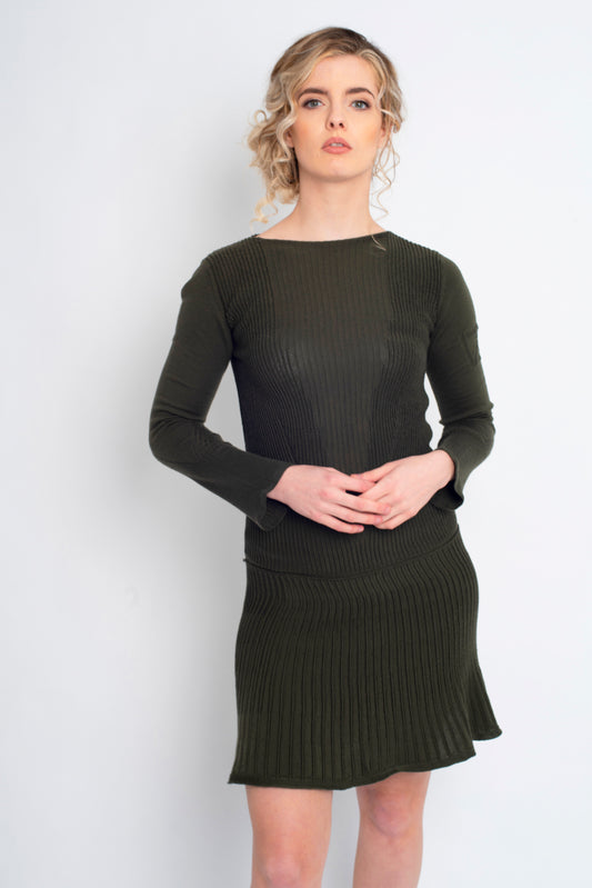 OUTLET: Fit and Flare Dress Green