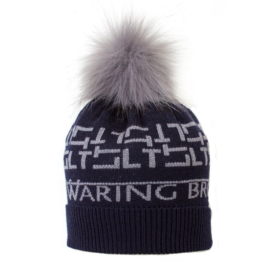 Personalised Bobble Hat Navy/Grey