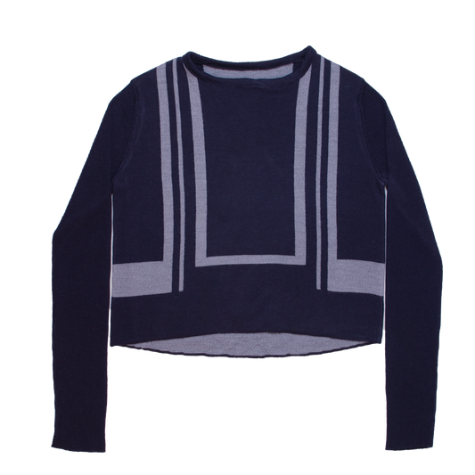 Baroque Crop Top Navy
